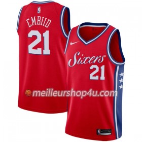Maillot Basket Homme Philadelphia 76ers Joel Embiid 21 Nike 2017-18 Rouge Swingman
